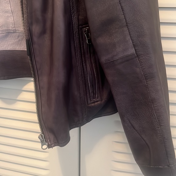 JACKETT NYC 100% Genuine Soft Leather Moto Washed Black Gray Hooded Jacket - Picture 3 of 8